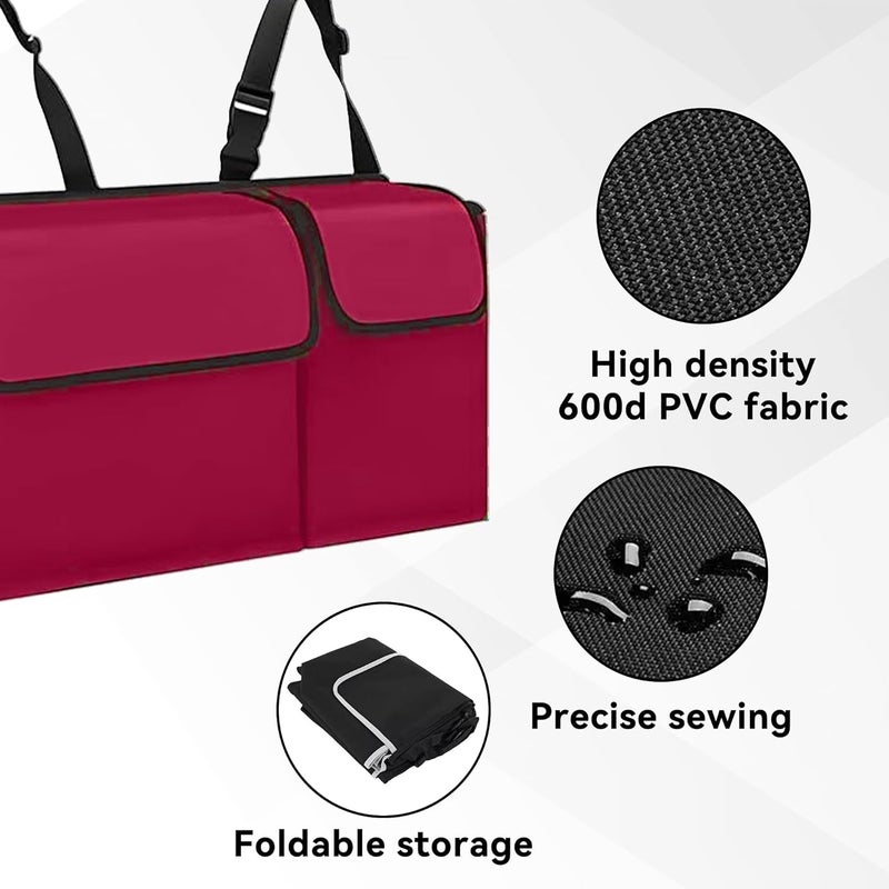 Tioollev Car Trunk Organizer, Backseat Hanging Large Storage with Adjustable Straps,Waterproof PVC Collapsible Cargo Bag, Car Interior Accessories for Auto SUV MPV (Red) - Image 4